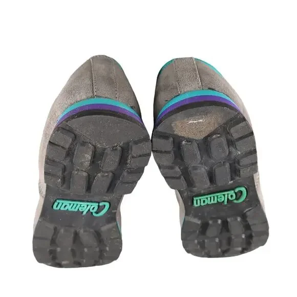 Coleman Shoes Womens 6 Hiking Boots Retro Nylon Leather Lace Up Gray Blue Sport - Picture 10 of 12